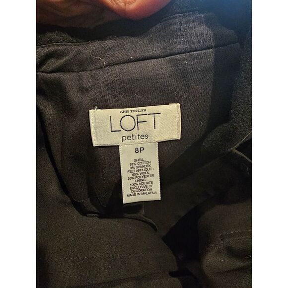 LOFT Military Style Black Blazer Size 8 - Picture 7 of 7